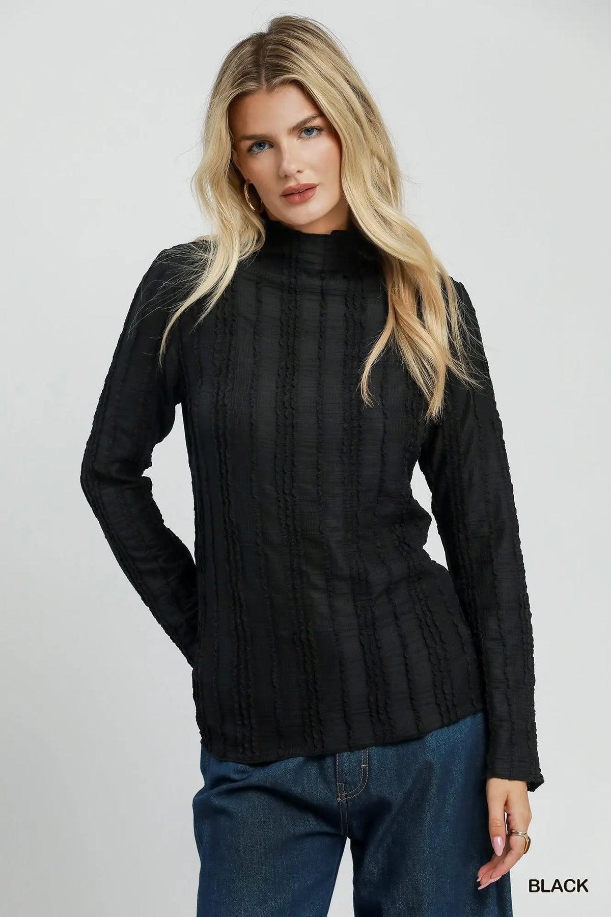 Textured Mock Neck Top