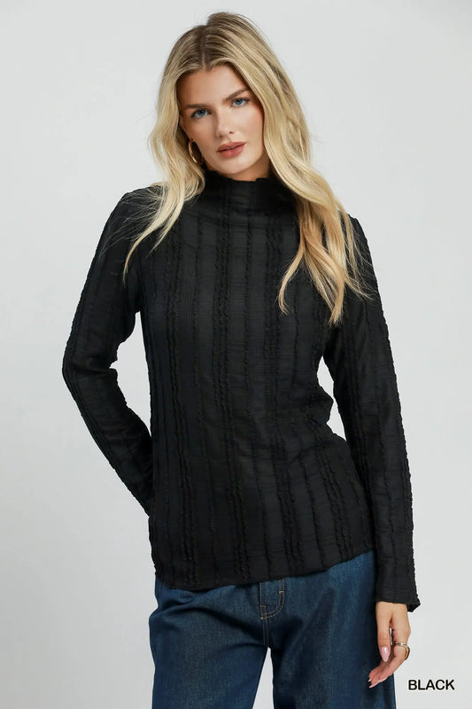 Textured Mock Neck Top
