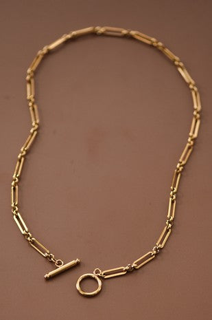 Gold Dipped Stainless Steel Toggle Chain Necklace