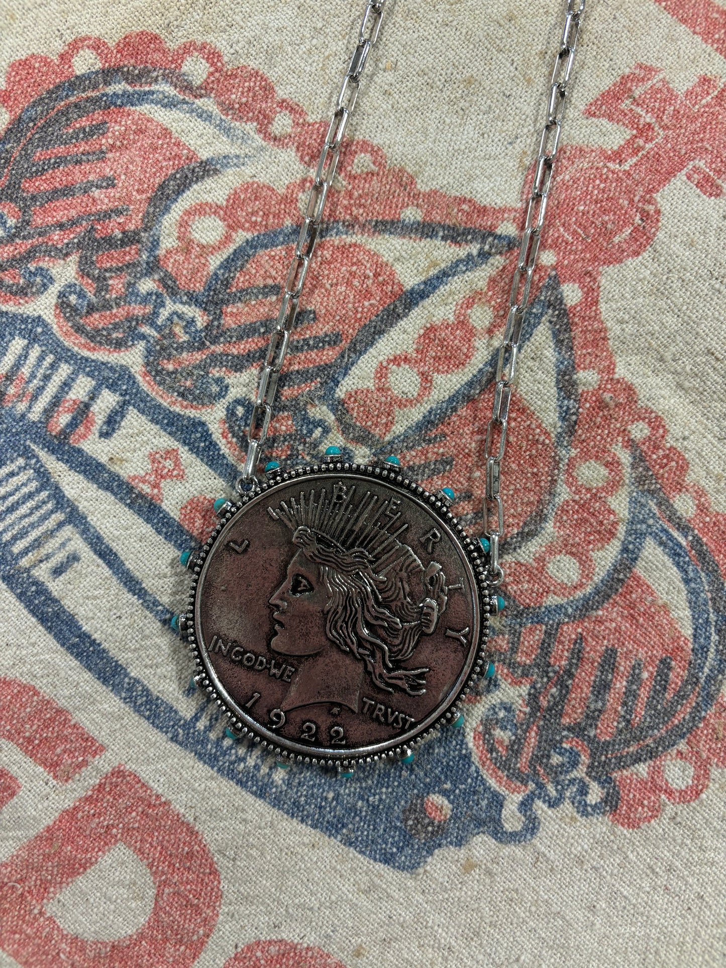 Coin Necklace Set with Turquoise Accents