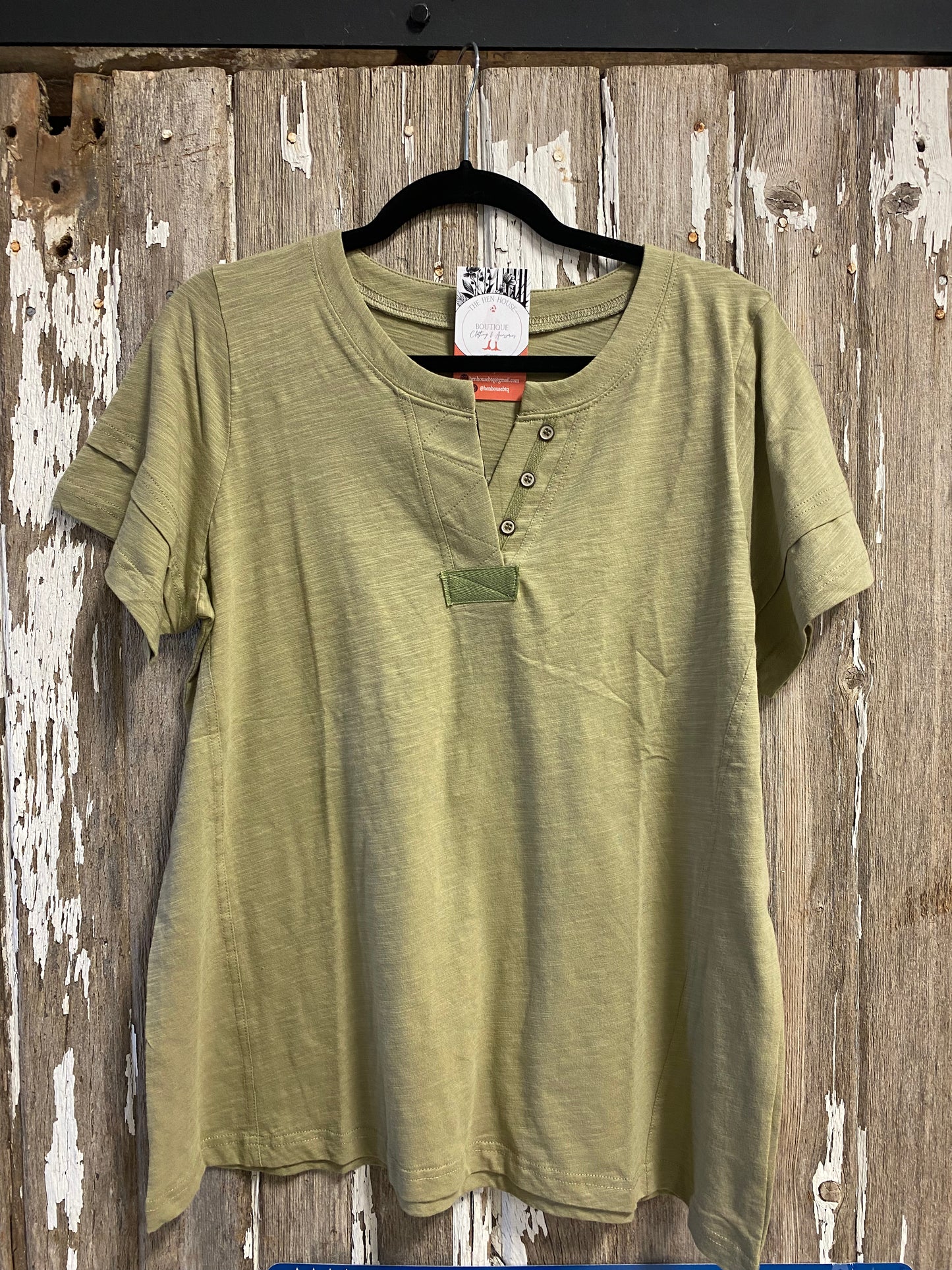 Cotton Slub Tee in Olive