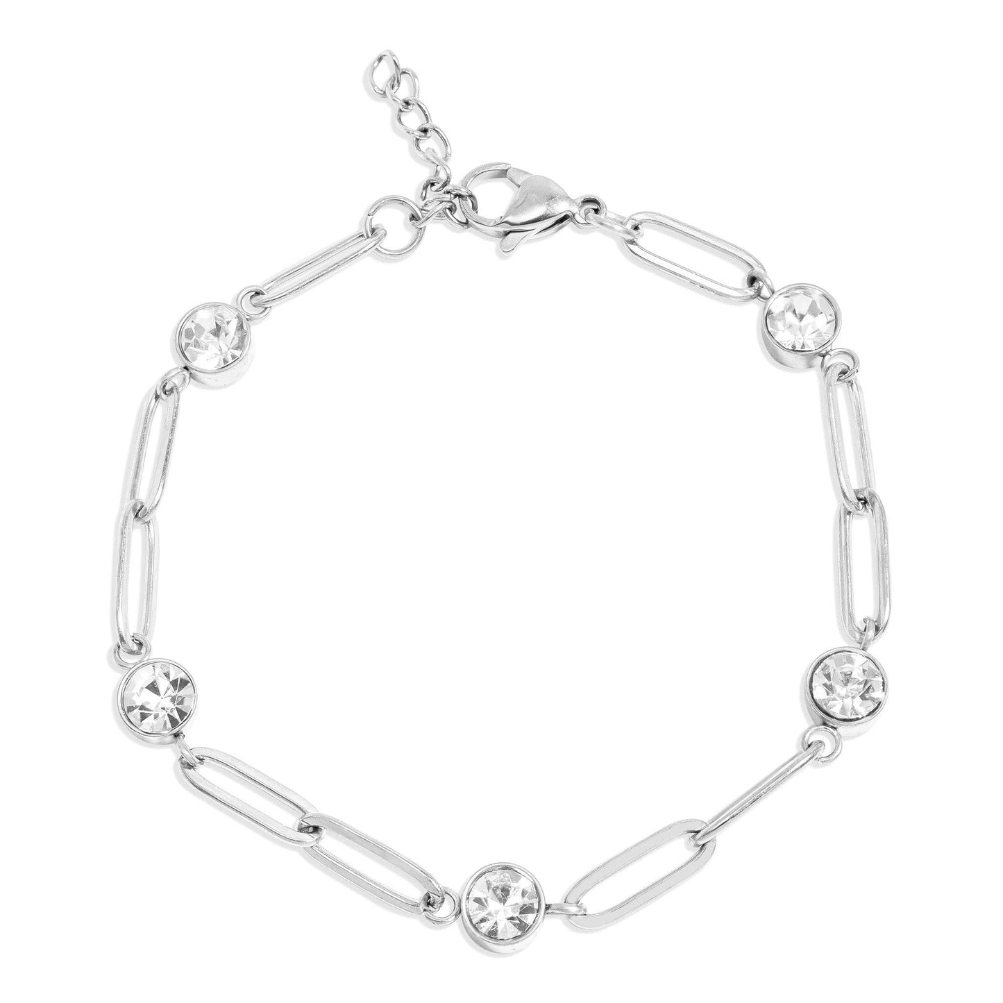 Paperclip Chain Bracelet with Stones