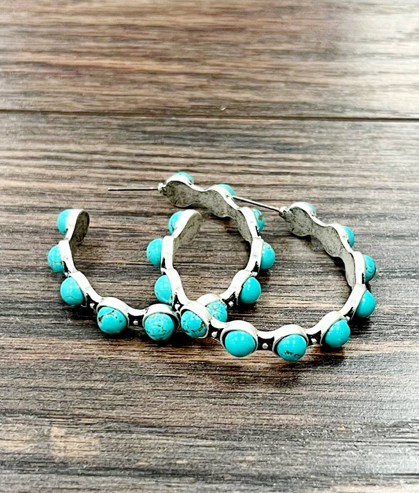 Turquoise Hoop Stud Earrings