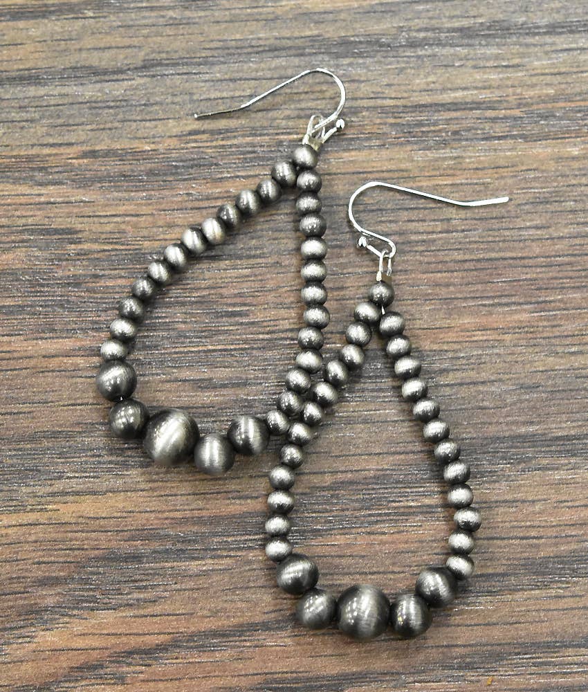 Drop Silver Pearl Bead Earrings Faux