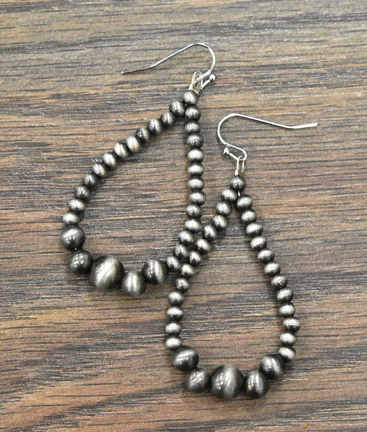 Drop Silver Pearl Bead Earrings Faux