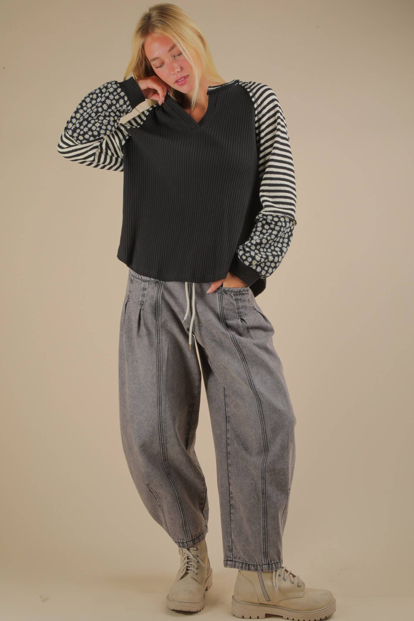 Floral & Stripe Knit Top- Women’s Line