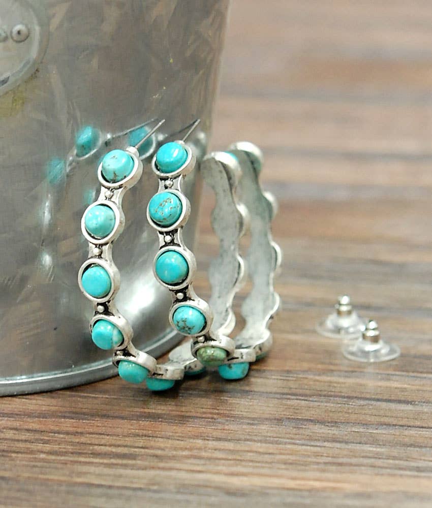 Turquoise Hoop Stud Earrings