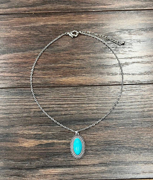 16" Turquoise Necklace Faux
